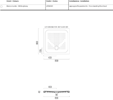 H4 80x80 - Ceramic shower tray by GSI ceramica - view 3